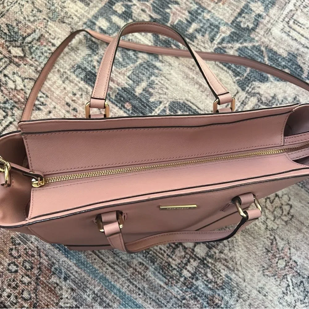Kate Spade Hadlee Laurel Way Dusty Peony Pink Leather Handbag Purse Satchel
